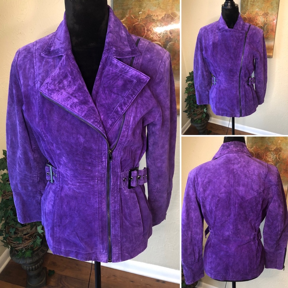 Linea Louis Dell’Olio Suede Leather Purple Jacket